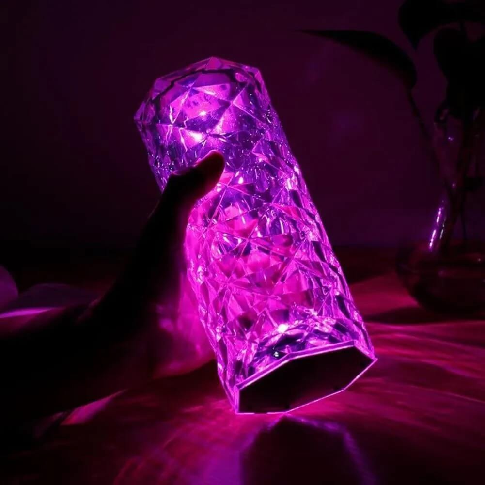Настольная аккумуляторная лампа ночник с кристаллами роза, многоцветный .