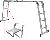 Алюминиевая лестница-трансформер 4х4, 16 ступеней, выдвигается на высоту 4,7 метра, без изоляции, 150 кг максимальная нагрузка