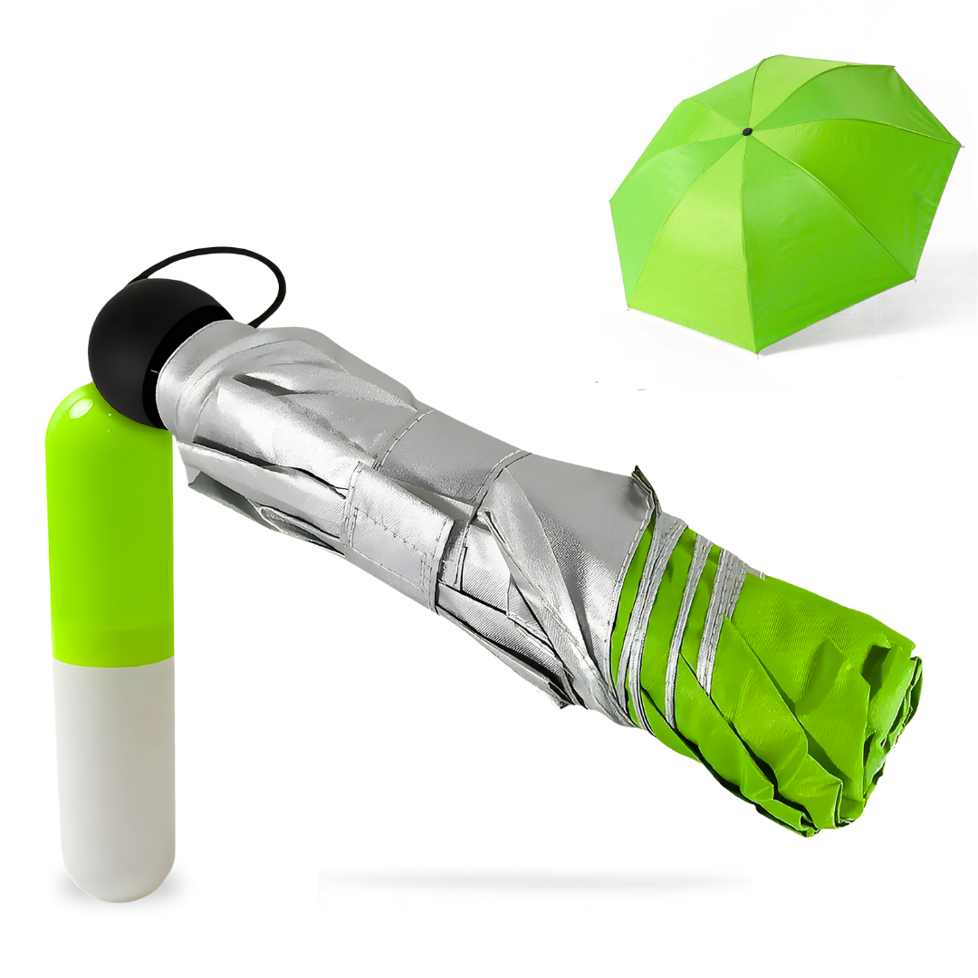 Мини-зонт Капсула с куполом 97 см и чехлом, зеленый, дорожный формат