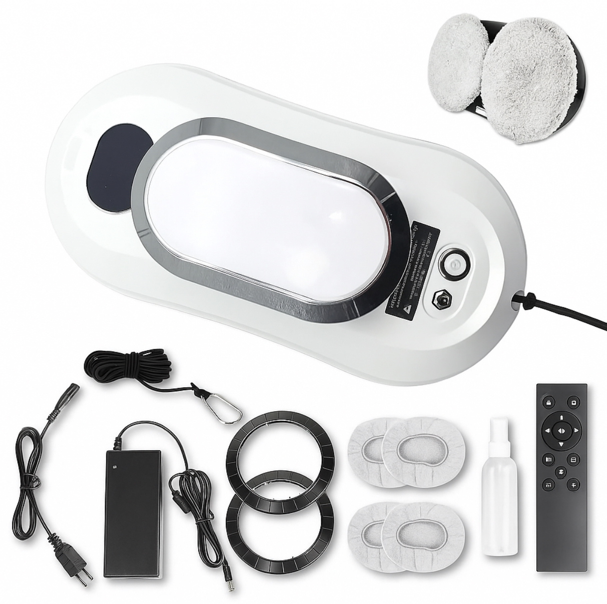 Робот-мийник вікон - автоматичний очищувач, для миття вікон, вітрин, дзеркал та скляних перегородок, 72 Вт, з пультом ДУ та серветками