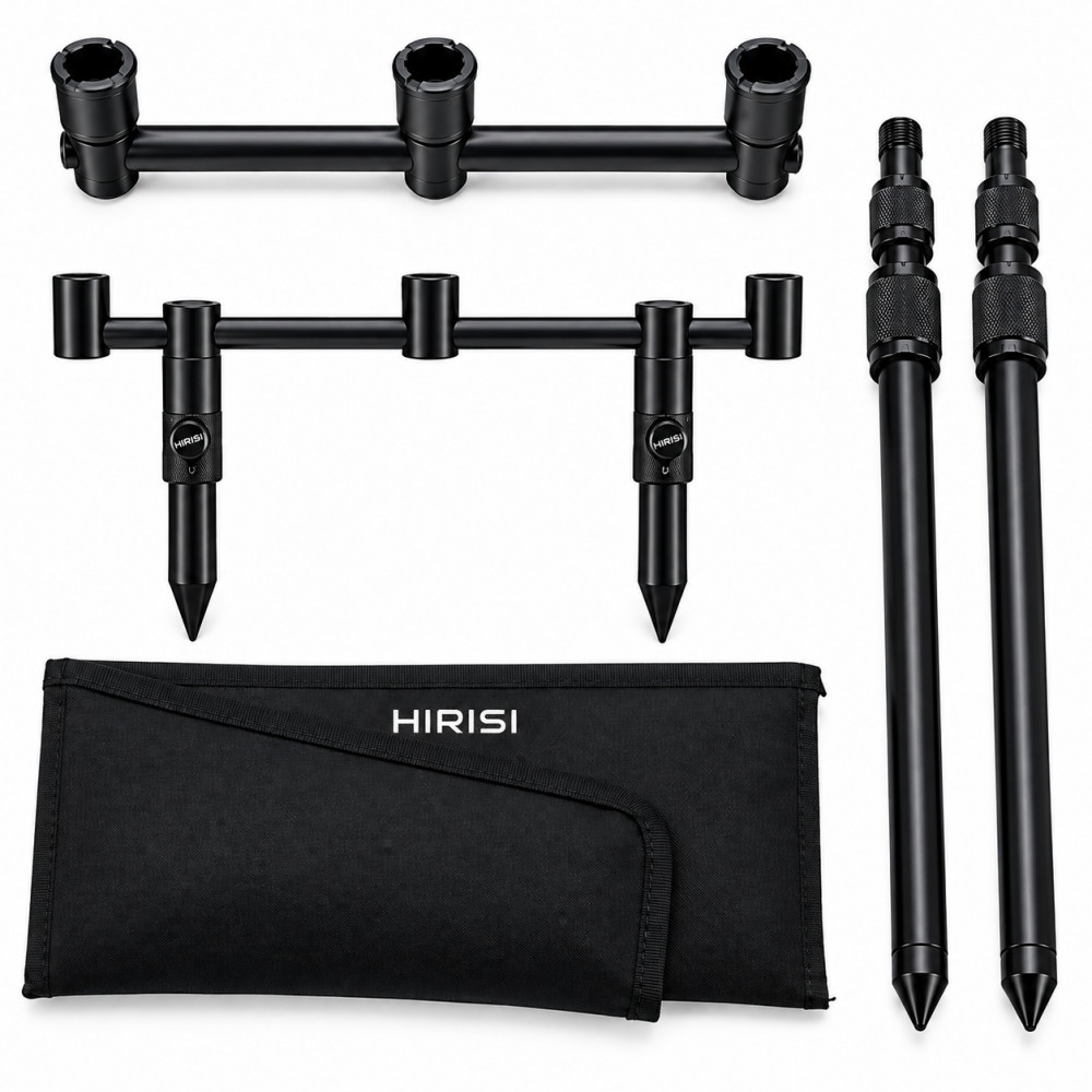 Буз бар HIRISI KT-1651 &mdash; стойка для карповой рыбалки на 3 удилища с регулируемыми ножками, матовым покрытием и фирменным чехлом