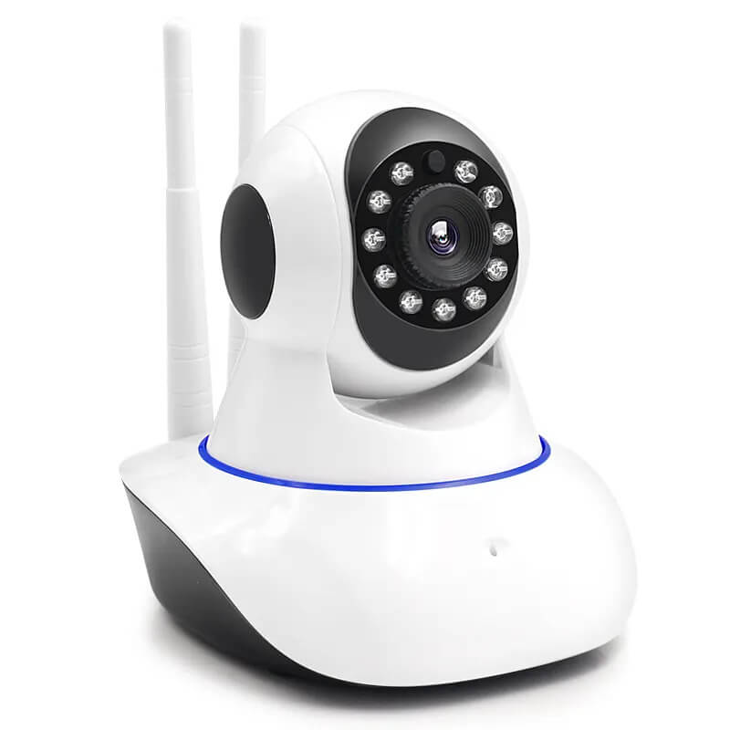 Умная беспроводная поворотная WiFi камера видеонаблюдения с датчиком движения и ночным видением, для дома и офиса, 2 антенны, белая