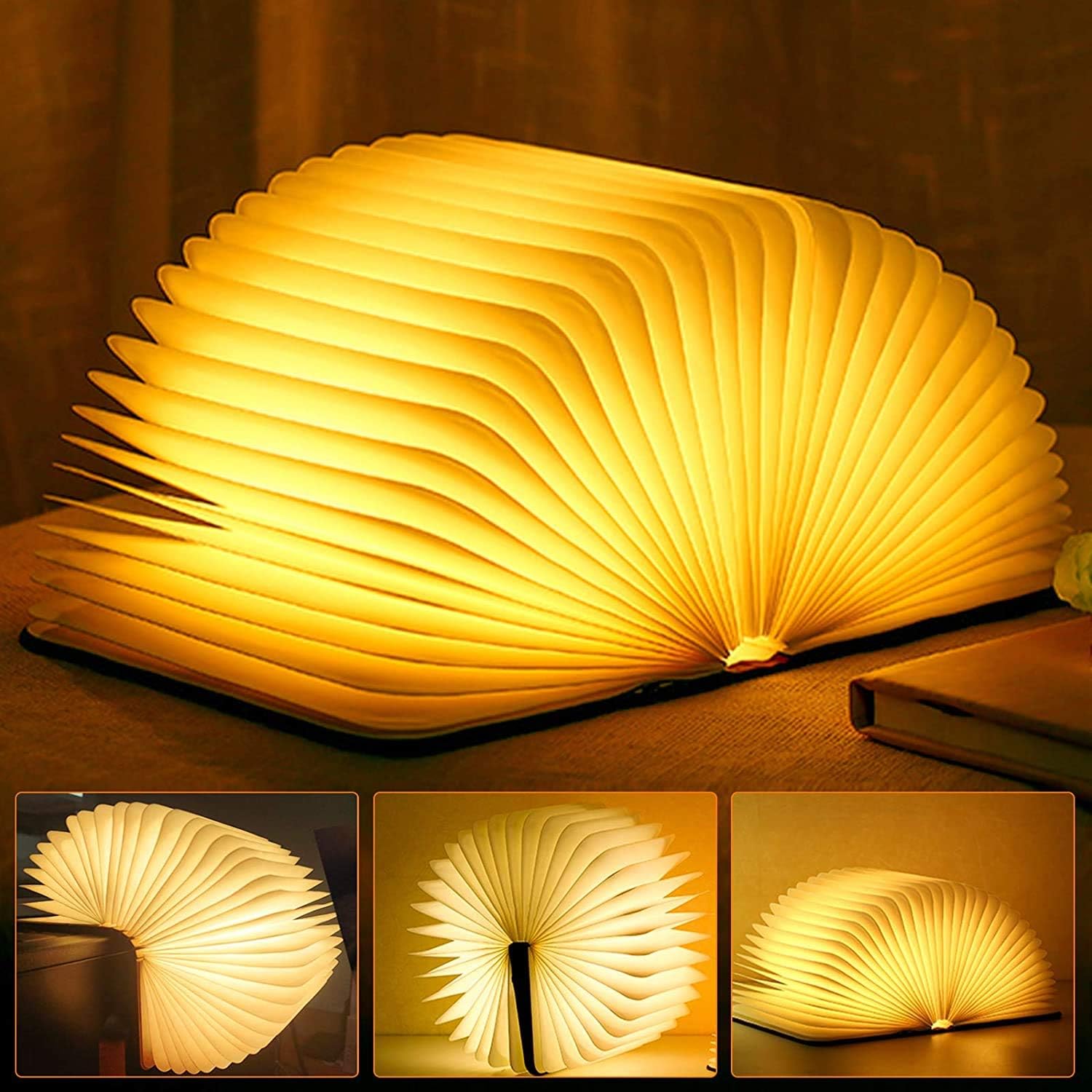 Складная настольная  светодиодная лампа в форме книги с USB-зарядкой
