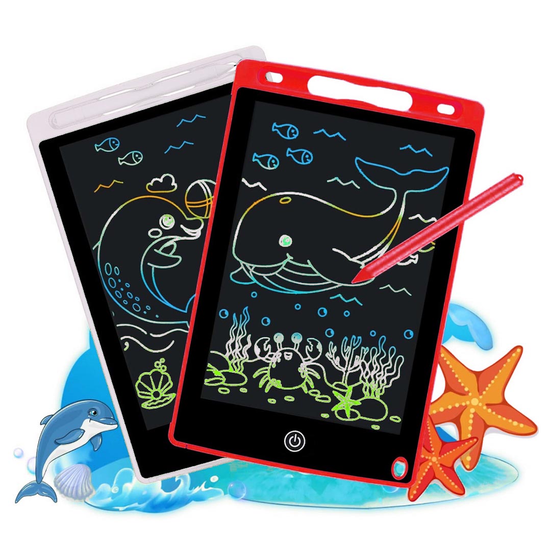 Детский графический планшет для рисования с пером  (красный, белый) 