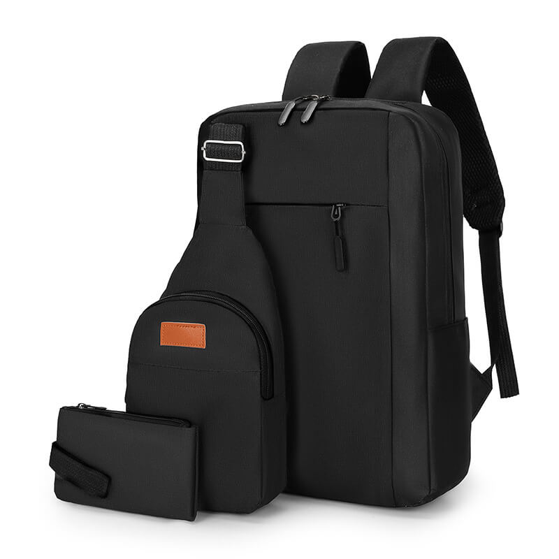 Рюкзак городской 3 в 1 с сумкой и кошельком, универсальный набор, для ноутбука и планшета, цвет черный