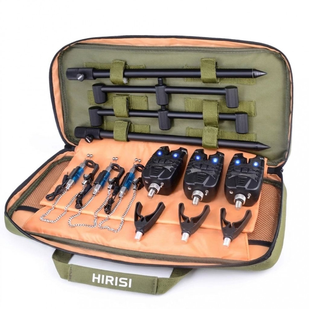 Карповый набор Hirisi: 3 сигнализатора, свингеры и стойки