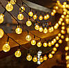 Светодиодная уличная гирлянда 20 LED, влагостойкая, тёплый свет, шарики для декора сада, террасы и интерьера
